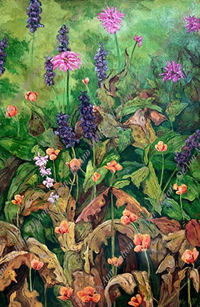 oil painting of poppies in a field by DeAnn Melton